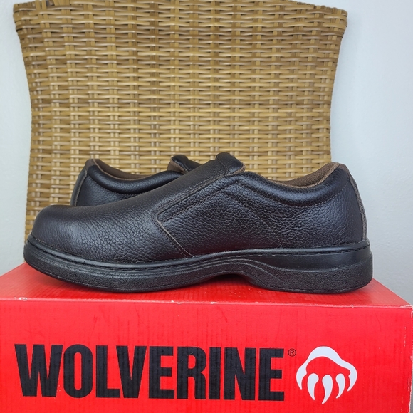 Wolverine Shoes Loafers Slip-On Brown Leather Steel Toe Men's Size 11 - Picture 4 of 12